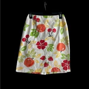 Vintage Floral and Fruit Print cotton Skirt - Size 4